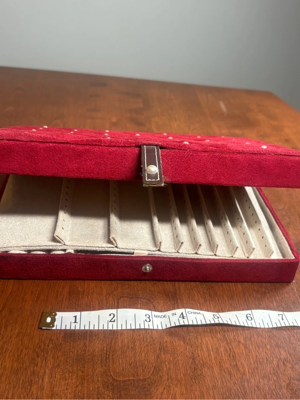 Avon Red Quilted Pearl-Stud Card & Key Holder